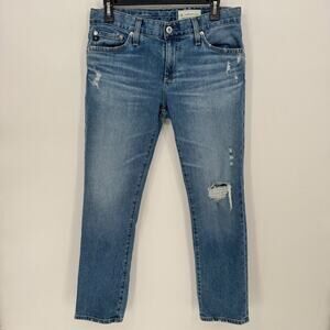 AG Jeans The Nolan Ankle Relaxed Slim Ankle Distressed Denim Jeans Women's 28